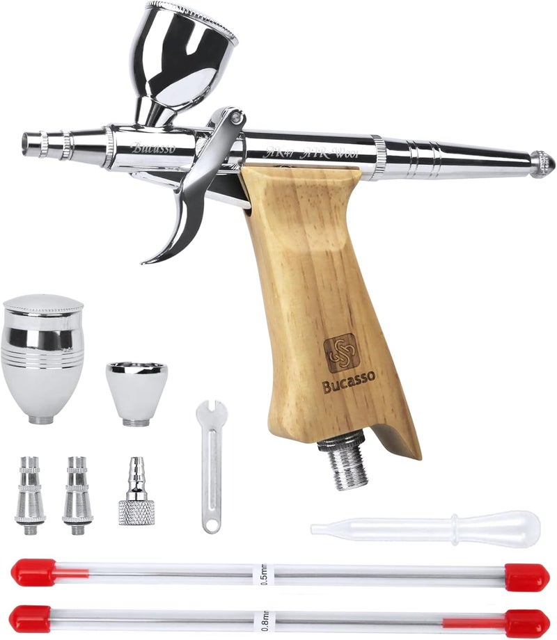 Bucasso Airbrush Guns for Painting, Double Action Trigger Airbrush Kit with 0.3mm/0.5mm/0.8mm Needles/Nozzle Sets, Replaceable Fluid Cup, Airbrush Spray Set for Painting Nails Cake Tattoo - Image 1